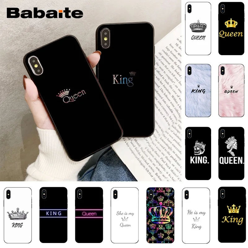 Babaite королева и король корпус под плетенную сумку чехол для телефона Apple iPhone 8 7 6 6S