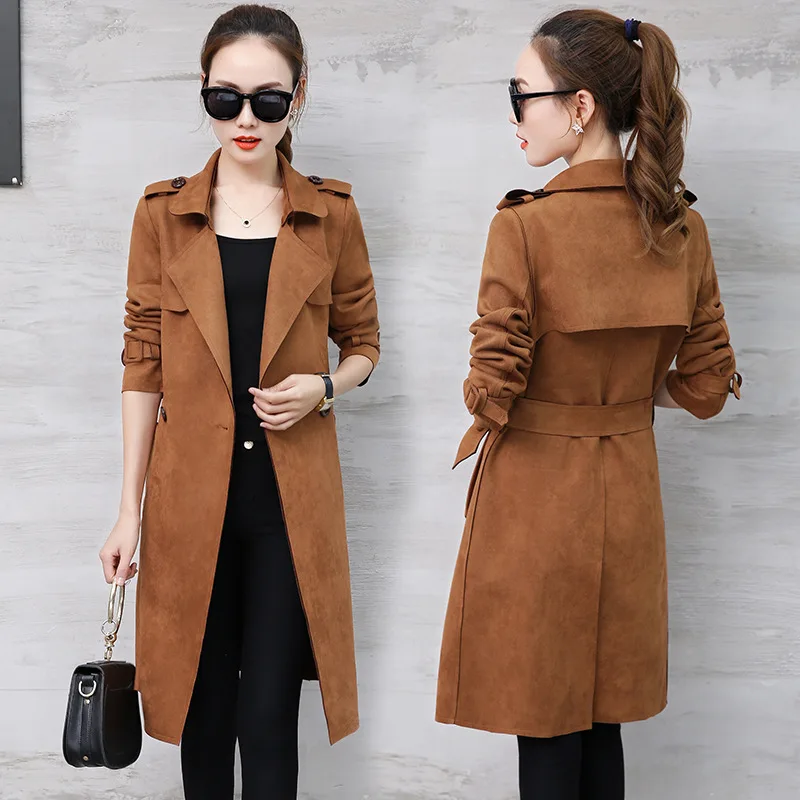 new Spring autumn overcoats women's Chamois trench coats long sleeve fashion turn-down collar overwear clothing Mid-long Trench
new Spring autumn overcoats women's Chamois trench coats long sleeve fashion turn-down collar overwear clothing Mid-long Trench