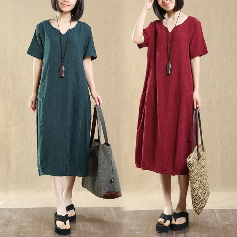 cotton and linen women clothing summer dresses o-neck solid clothing women dresses A-line national style short sleeve dresses
cotton and linen women clothing summer dresses o-neck solid clothing women dresses A-line national style short sleeve dresses