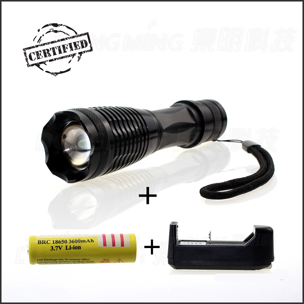 

Zoomable 5000 lumen flashlight lantern Cree XML-T6 LED Tactical Flashlight Torch+1*18650 battery&1*charger