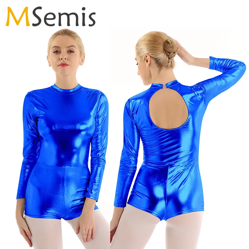 Ballet Leotard for Women Shiny Metallic Mock Neck One Piece Long Sleeves Keyhole Back Leotard Ballet Dance Costume Biketards
Ballet Leotard for Women Shiny Metallic Mock Neck One Piece Long Sleeves Keyhole Back Leotard Ballet Dance Costume Biketards