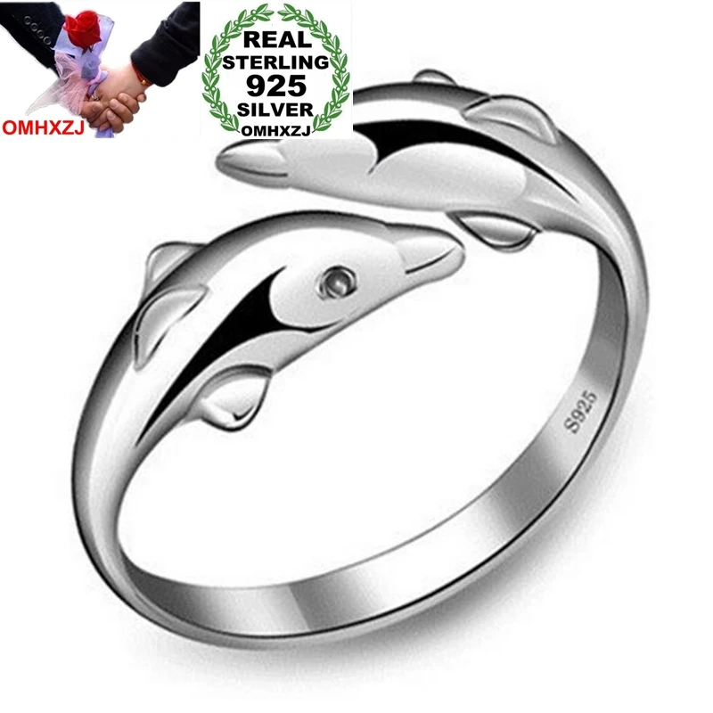 OMHXZJ Wholesale Fashion Joker Simple Dolphins Lovers Couple 925 Sterling Silver open adjust female for Woman Man Ring Gift RG06
OMHXZJ Wholesale Fashion Joker Simple Dolphins Lovers Couple 925 Sterling Silver open adjust female for Woman Man Ring Gift RG06