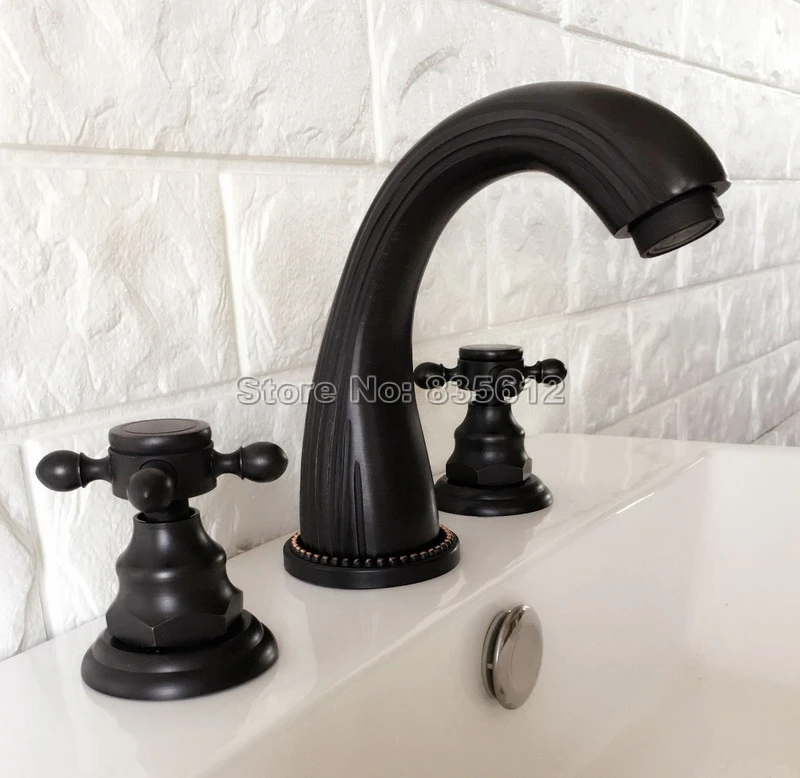 New Arrival Bathroom Faucet 3 Hole Black Oil Rubbed Bronze Finish Widespread Dual Handle Faucets Whg061
New Arrival Bathroom Faucet 3 Hole Black Oil Rubbed Bronze Finish Widespread Dual Handle Faucets Whg061