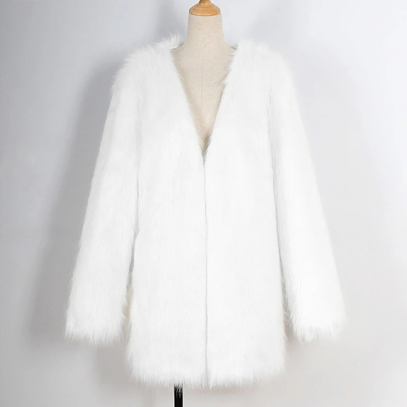 Women Fur Long Coat Jacket Winter Thicken Warm Furry Shaggy Outerwear V-neck Collarless Hairy Parkas Oversize Black White 7Q1214
Women Fur Long Coat Jacket Winter Thicken Warm Furry Shaggy Outerwear V-neck Collarless Hairy Parkas Oversize Black White 7Q1214