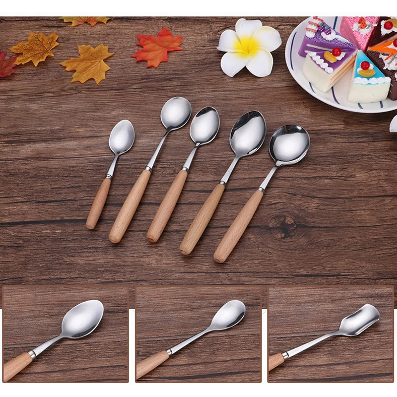 BalleenShiny Stainless Steel Coffee Dessert Spoon Wooden Handle Mirror Polished Tableware Honey Ice-cream Jam Soup Spoon Supply
BalleenShiny Stainless Steel Coffee Dessert Spoon Wooden Handle Mirror Polished Tableware Honey Ice-cream Jam Soup Spoon Supply