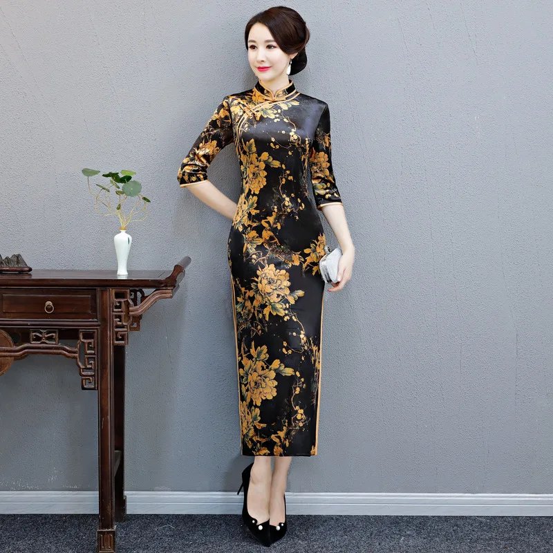 Plus Size Elegant Women Cheongsam Three Quarter Sleeve Female Qipao Flower Vintage Long Chinese Dress Spring Autumn 3XL 4XL
Plus Size Elegant Women Cheongsam Three Quarter Sleeve Female Qipao Flower Vintage Long Chinese Dress Spring Autumn 3XL 4XL