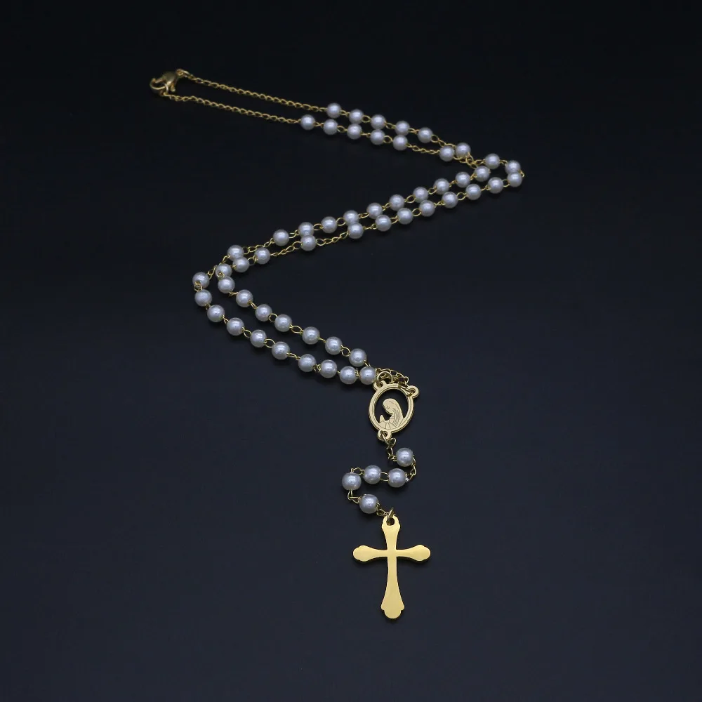 JSBAO Women 50CM Chain Stainless Steel 4MM Simulated-Pearl Prayer Beads Catholic Religious Virgin Mary Cross Necklace Jewelry
JSBAO Women 50CM Chain Stainless Steel 4MM Simulated-Pearl Prayer Beads Catholic Religious Virgin Mary Cross Necklace Jewelry
