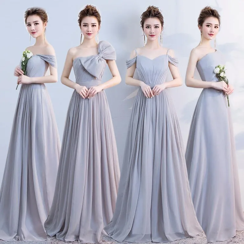 Elegant Grey Off The Shoulder Chiffon Lace Up Bridesmaid Dresses Backless A-line Long Vestidos De Festa 2020 Wedding Party Gowns
Elegant Grey Off The Shoulder Chiffon Lace Up Bridesmaid Dresses Backless A-line Long Vestidos De Festa 2020 Wedding Party Gowns