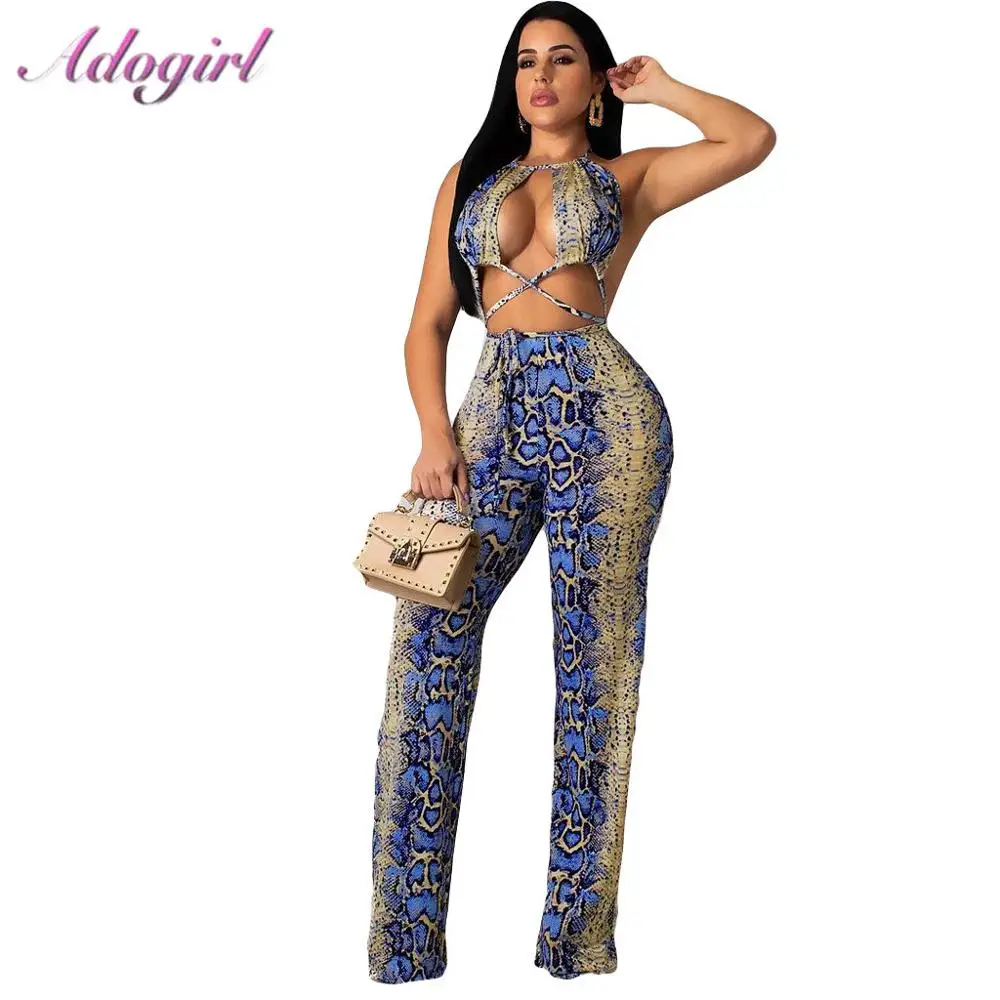 Snake Print Patchwork Night Party Jumpsuit Women Sexy Hollow Out Lace Up Halter Backless Rompers Female Casual Overalls Outfit
Snake Print Patchwork Night Party Jumpsuit Women Sexy Hollow Out Lace Up Halter Backless Rompers Female Casual Overalls Outfit
