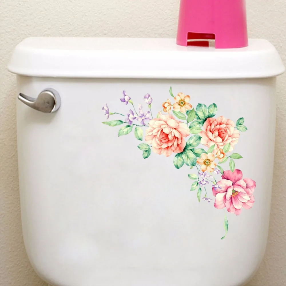 Красочные цветы 3D наклейки на стену красивые пионы холодильник шкаф туалет