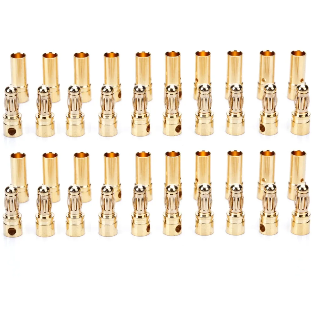 30 Pairs 3.5mm Banana Plug Male Female Bullet Connector Replacements for ESC Battery and Motors, Gold
30 Pairs 3.5mm Banana Plug Male Female Bullet Connector Replacements for ESC Battery and Motors, Gold