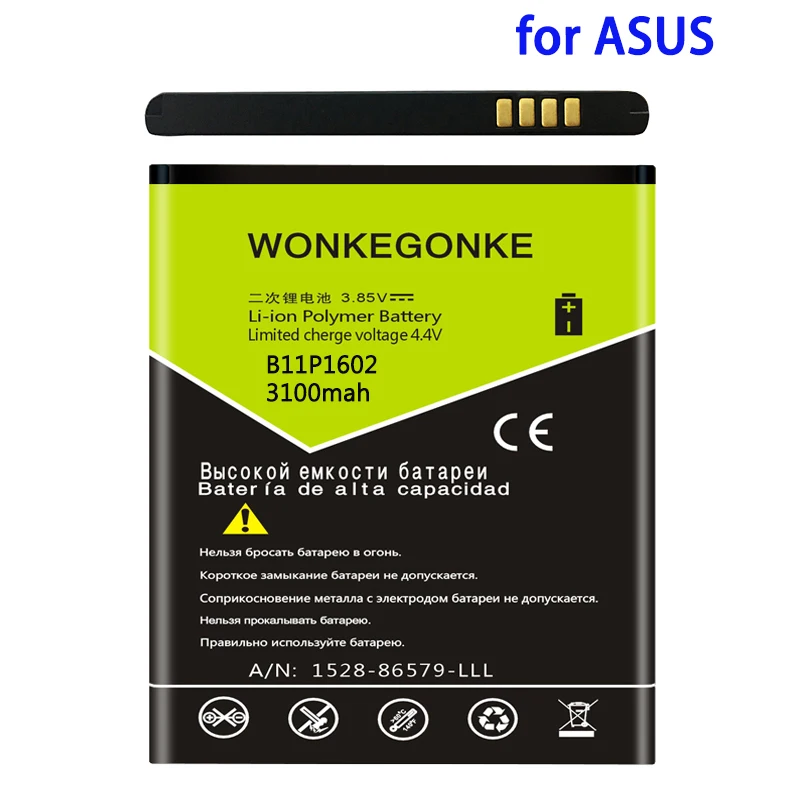 Аккумулятор WONKEGONKE 3100 мАч B11P1602 для ASUS Zenfone Go 5 "ZB500KL X00AD X00ADC X00ADA
Аккумулятор WONKEGONKE 3100 мАч B11P1602 для ASUS Zenfone Go 5 "ZB500KL X00AD X00ADC X00ADA