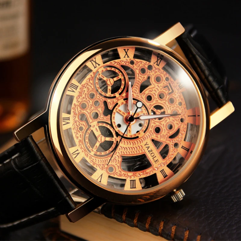 YAZOLE мужские часы Скелетон лучший бренд роскошные известные кварцевые модные Hodinky