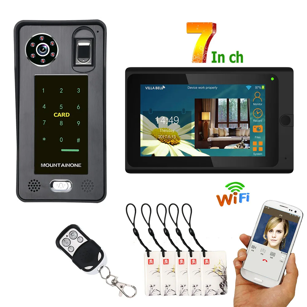 7inch Wired Wifi Fingerprint IC Card Video Door Phone Doorbell Intercom System with Door Access Control System,Support APP
7inch Wired Wifi Fingerprint IC Card Video Door Phone Doorbell Intercom System with Door Access Control System,Support APP