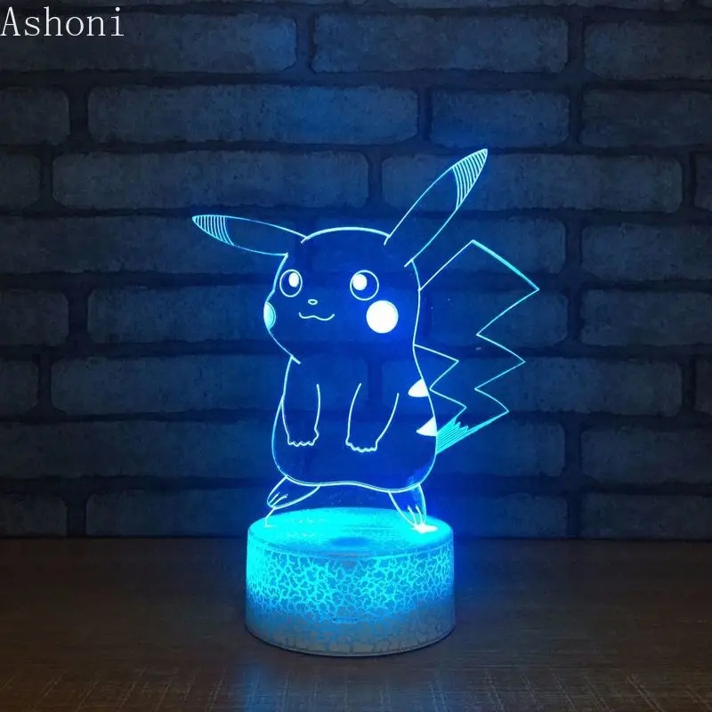 Pokemon Pikachu 3D светодиодный ночник 7 цветов меняющийся Настольный светильник