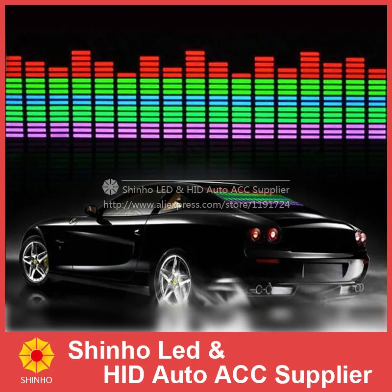 

90*25 cm 5 Colour Music Rhythm EQ Car Sticker Music Equalizer on Car Windshield LED Sound Music Activated EL Sheet Glue Stickers