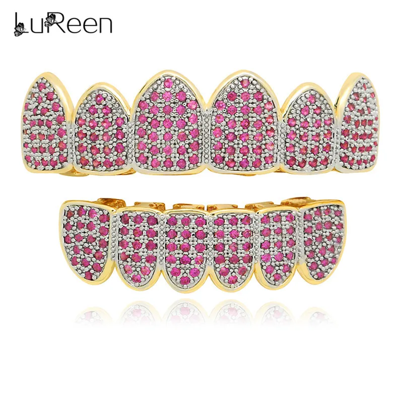 LuReen Hip Hop Micro Pave Pink Crystal Teeth Grillz Top Bottom Dental Grills Vampire Fangs Tooth Caps Mouth Jewelry Party
LuReen Hip Hop Micro Pave Pink Crystal Teeth Grillz Top Bottom Dental Grills Vampire Fangs Tooth Caps Mouth Jewelry Party