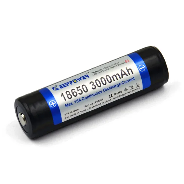 1 шт. защищенная литий-ионная аккумуляторная батарея KeepPower 3000 мАч 18650 P1830R