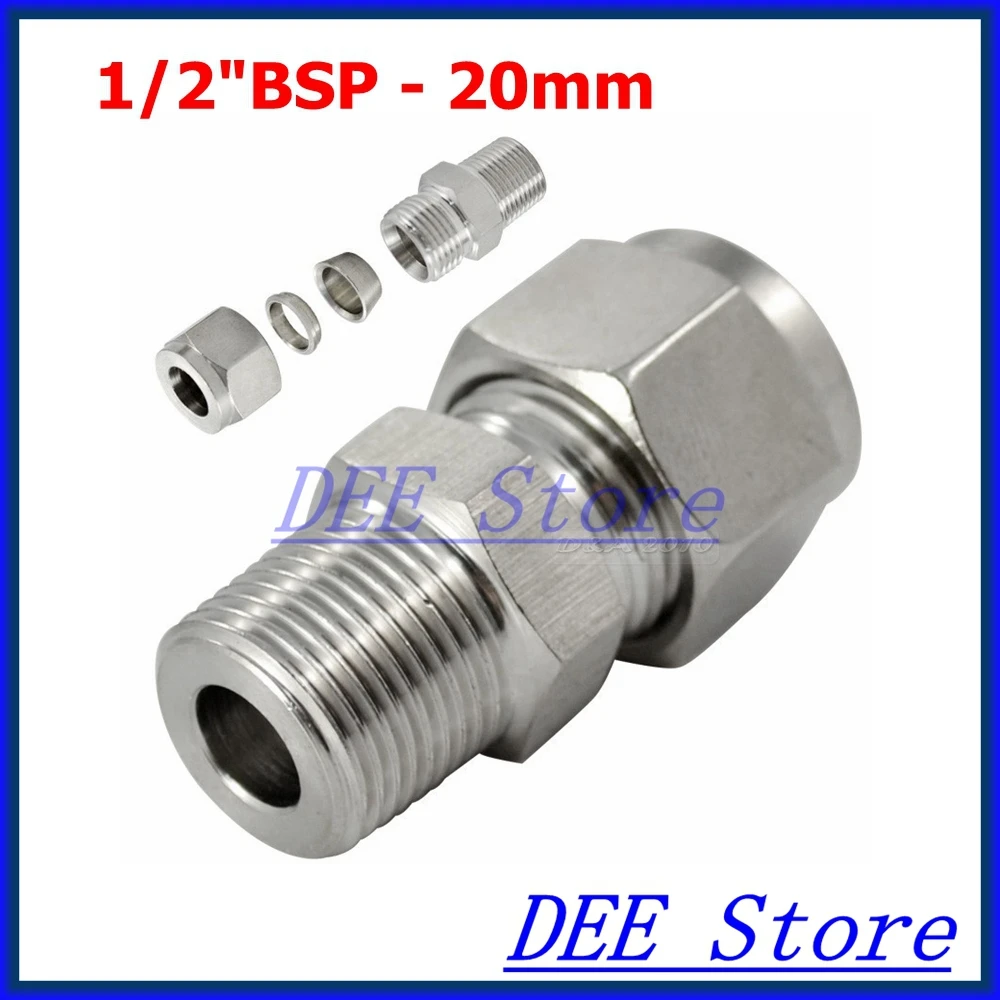 2PCS 1/2"BSP x 20MM ID Double Ferrule Tube Pipe Fittings Threaded Male Connector Stainless Steel SS 304 New Good Quality
2PCS 1/2"BSP x 20MM ID Double Ferrule Tube Pipe Fittings Threaded Male Connector Stainless Steel SS 304 New Good Quality