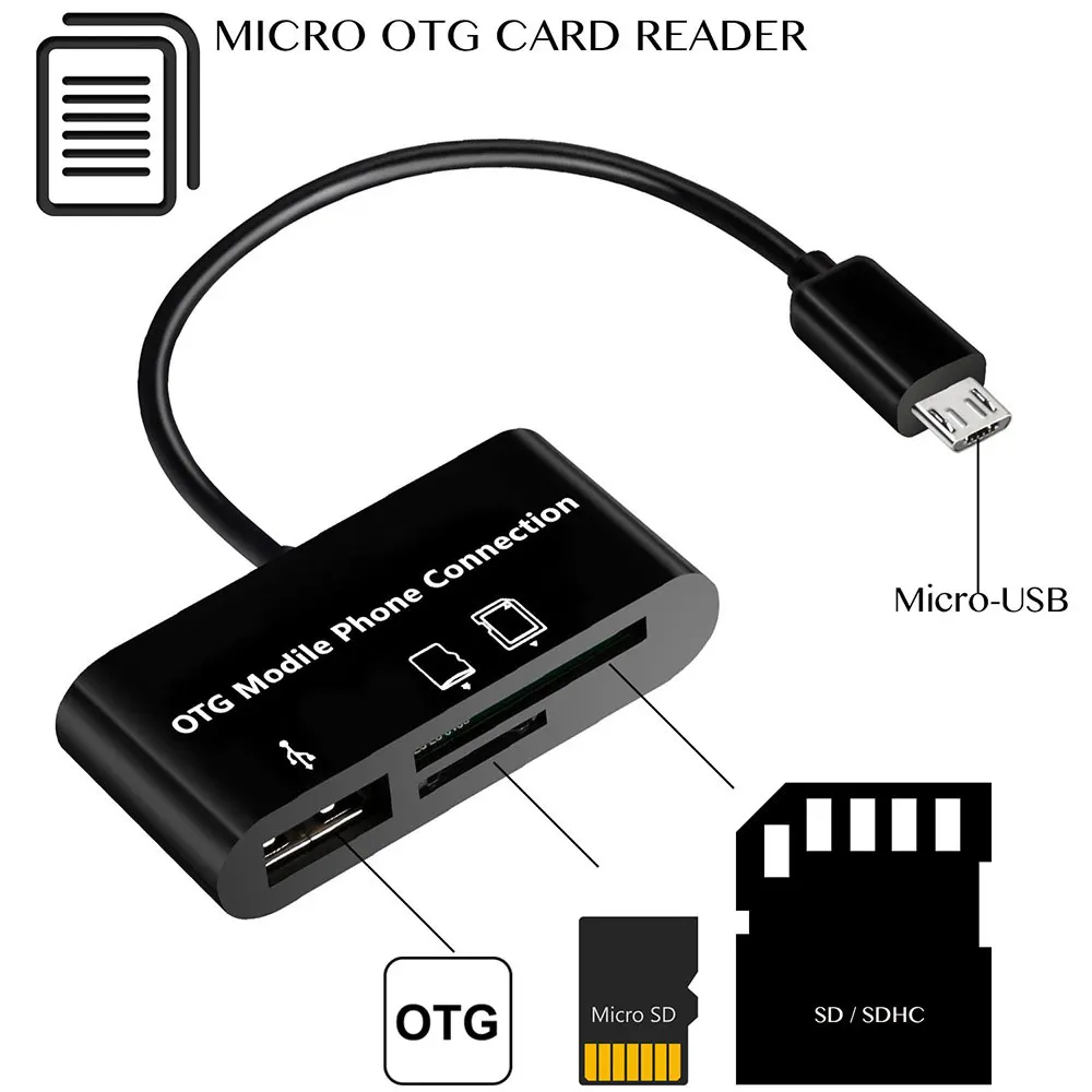 Ascromy 3 в 1 Micro USB хост-адаптер OTG SD кардридер для Xiaomi Redmi Note 5 6 Pro Samsung Galaxy S7 S4 S6 S3 2 Tablet |