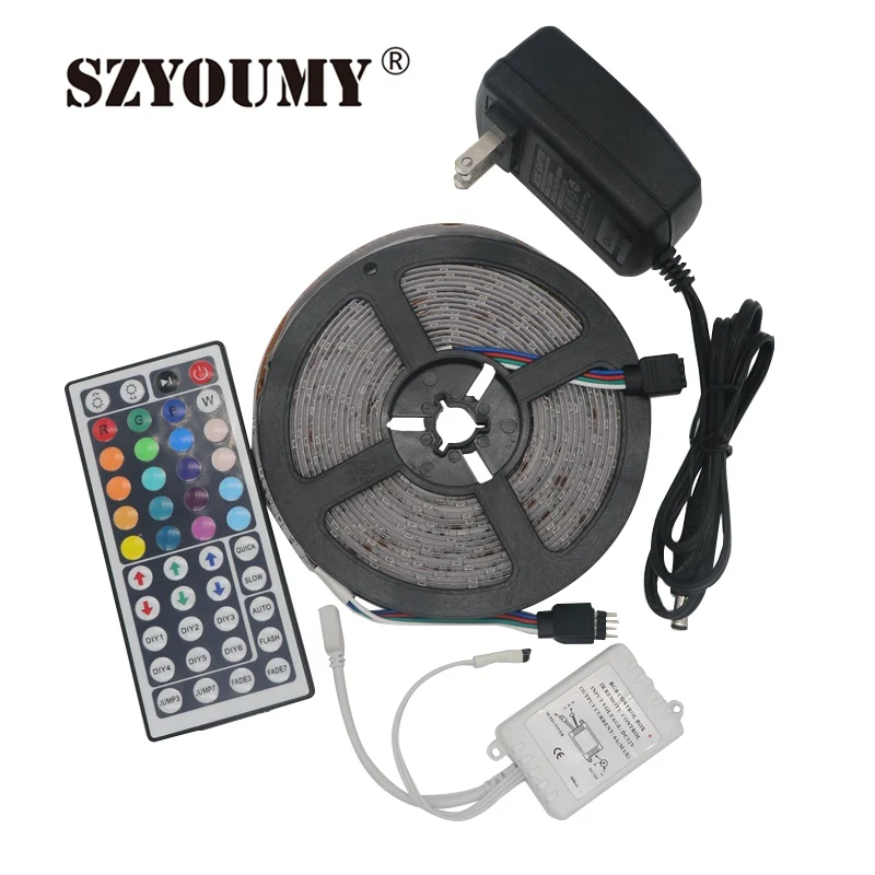 SZYOUMY 10M RGB Led Strip 3528 Flexible Strip Light 60leds/m SMD 300leds+44 Key IR Remote Controller+DC 12V 2A Power Adapter
SZYOUMY 10M RGB Led Strip 3528 Flexible Strip Light 60leds/m SMD 300leds+44 Key IR Remote Controller+DC 12V 2A Power Adapter