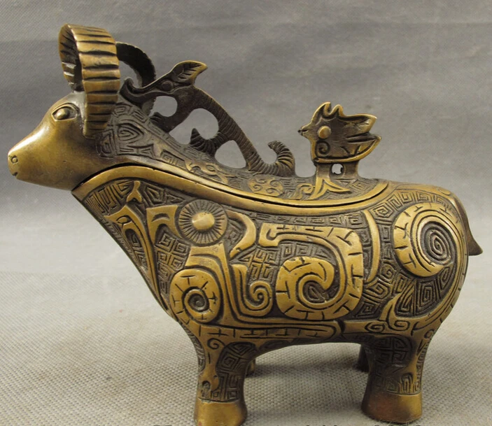 Песня voge gem S2639 фольклорная китайская Бронзовая резная статуя с животными из Козы Овцы Зуна курильница 
Песня voge gem S2639 фольклорная китайская Бронзовая резная статуя с животными из Козы Овцы Зуна курильница