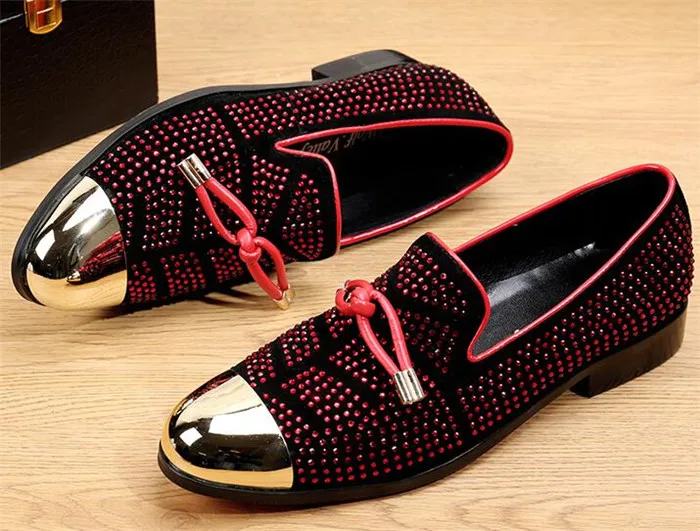 Gold Crystal Handmade Men Loafers Fashion Smoking Slippers Men Party Wedding Formal Dress Shoes Men's Flats Slip-on shoes
Gold Crystal Handmade Men Loafers Fashion Smoking Slippers Men Party Wedding Formal Dress Shoes Men's Flats Slip-on shoes