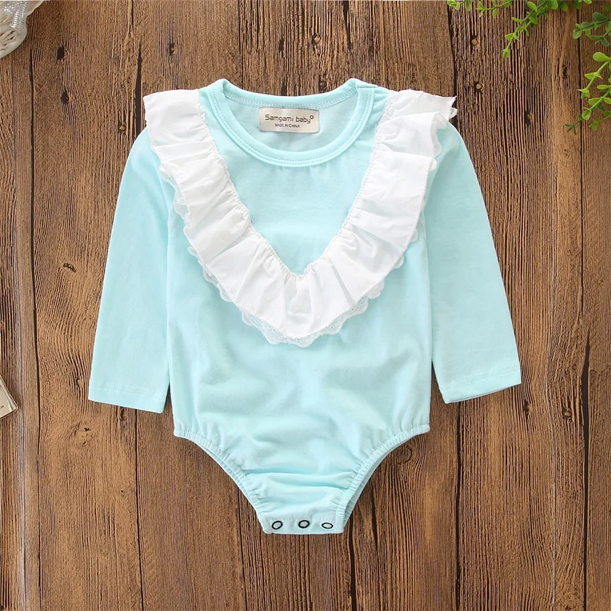 Newborn Baby Girls Romper Lace Decoration Solid Color Clothes Autumn Long Sleeve Cute Cotton Jumpsuit Toddler Girl Rompers 0-24M 
Newborn Baby Girls Romper Lace Decoration Solid Color Clothes Autumn Long Sleeve Cute Cotton Jumpsuit Toddler Girl Rompers 0-24M