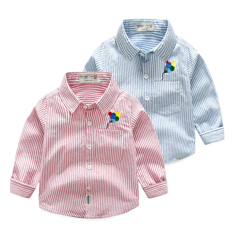 Полосатые рубашки для маленьких мальчиков Весенняя новая стильная детская