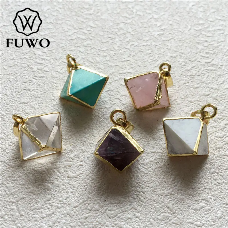 FUWO Carved Natural Crystal Quartz Pyramid Pendant With 24K Gold Electroplated Edge Raw Stone For Jewelry Making PD208
FUWO Carved Natural Crystal Quartz Pyramid Pendant With 24K Gold Electroplated Edge Raw Stone For Jewelry Making PD208