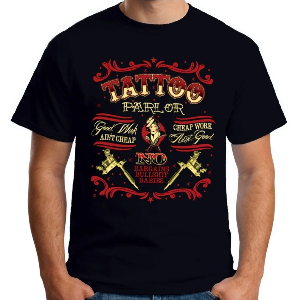 Mens Tattoo Parlour T Shirt Tattooist Jerry Hardy New Round Neck Summer Cotton Fitness Clothing Movie | Мужская одежда