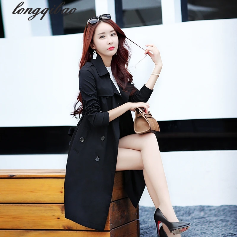 Spring new European and American long coat Slim double-breasted women's large size windbreaker jacket TB7498
Spring new European and American long coat Slim double-breasted women's large size windbreaker jacket TB7498