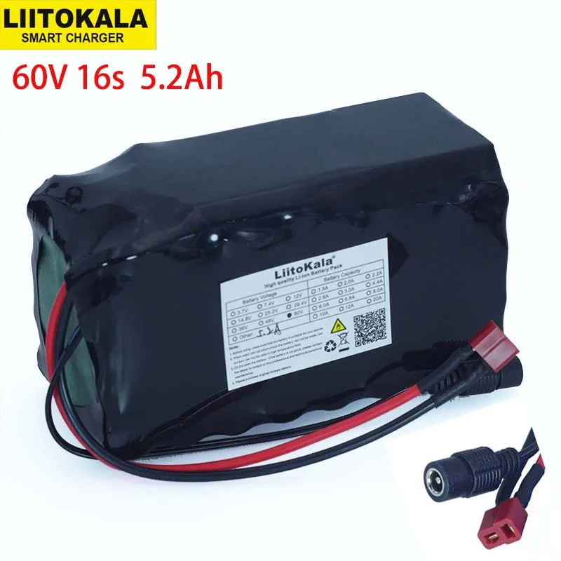 Литий ионный аккумулятор LiitoKala 16S2P 60 В 18650 Ач 67 2 5200 в 1000 мАч электровелосипед
