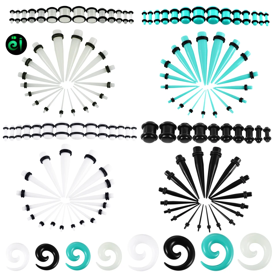 54pcs/lot Acrylic Ear Gauge Kits Glow in the Dark Spiral Taper Straight Plugs Tunnel 14G-00G Ear Stretching Kit Piercing Jewelry
54pcs/lot Acrylic Ear Gauge Kits Glow in the Dark Spiral Taper Straight Plugs Tunnel 14G-00G Ear Stretching Kit Piercing Jewelry