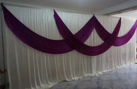 3m*6m wedding stage curtain Luxury White Wedding Backdrop with Beatiful Purple Swag Wedding drape and curtain
3m*6m wedding stage curtain Luxury White Wedding Backdrop with Beatiful Purple Swag Wedding drape and curtain