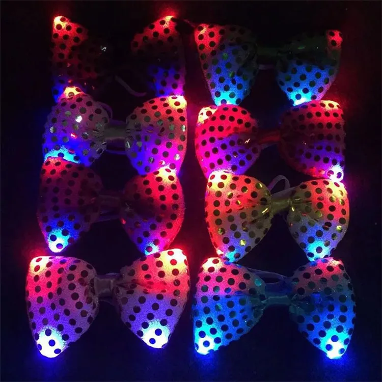 

50pcs/lot Led Luminous Neck Tie Mixcolor Flashing Male/Female Fashion Bow Tie ,Party wedding Dancing Stage Glowing Tie