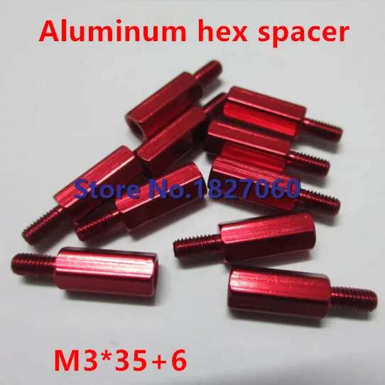 10 шт. M3 * 35 + 6 алюминиевая Шестигранная гайка с красным анодированным покрытием