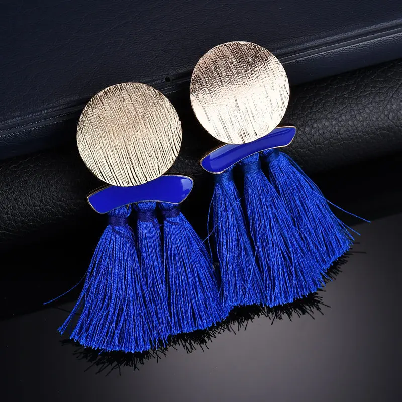 Long women's pendant handmade ethnic jewelry earrings round tassel pendant earrings female gifts fashion jewelry