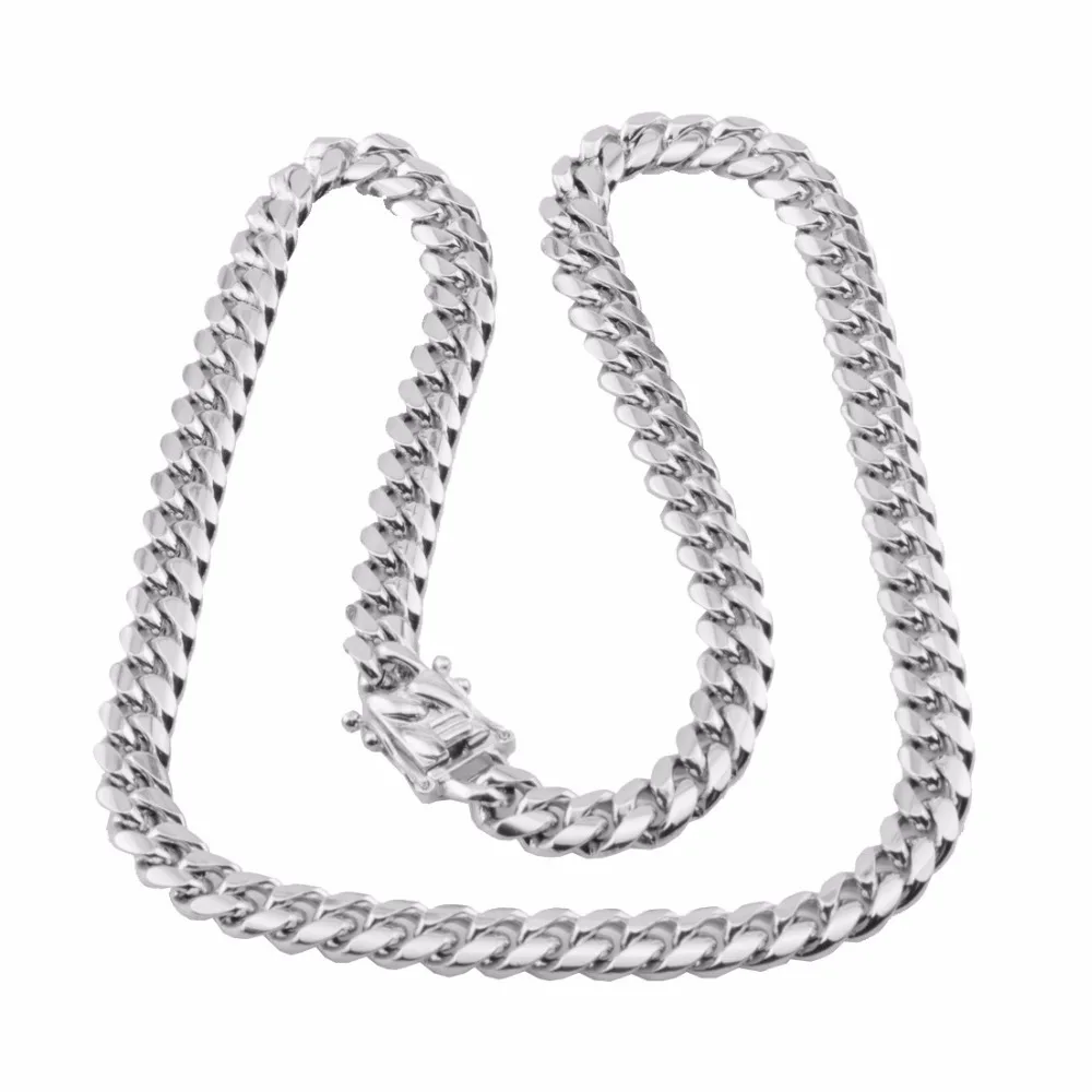 Hotsale Silver Color 8-18mm Wide Men Cuban Miami Chain Necklace Stainless steel Clasp Out casting Link Chain Necklaces
Hotsale Silver Color 8-18mm Wide Men Cuban Miami Chain Necklace Stainless steel Clasp Out casting Link Chain Necklaces