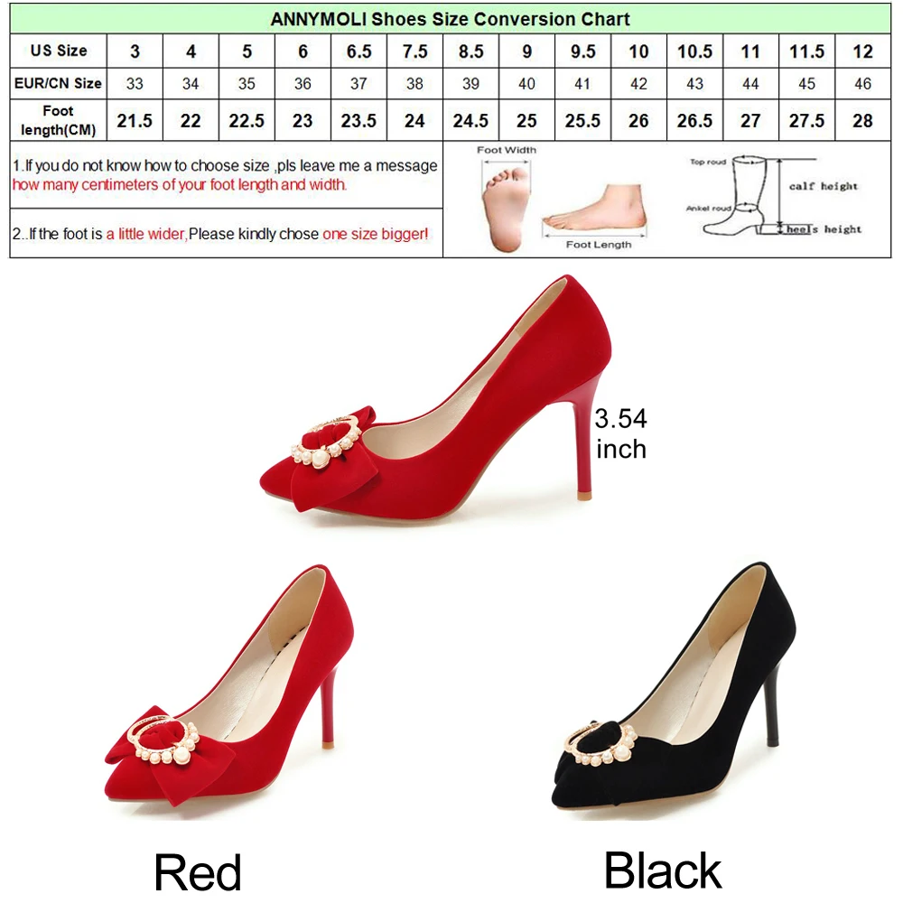 ANNYMOLI Women Pumps High Heels Ladies Party Shoes Bow Pointed Toe Stiletto Female Shoes Crystal Red Black Spring Shoes Size 43
ANNYMOLI Women Pumps High Heels Ladies Party Shoes Bow Pointed Toe Stiletto Female Shoes Crystal Red Black Spring Shoes Size 43