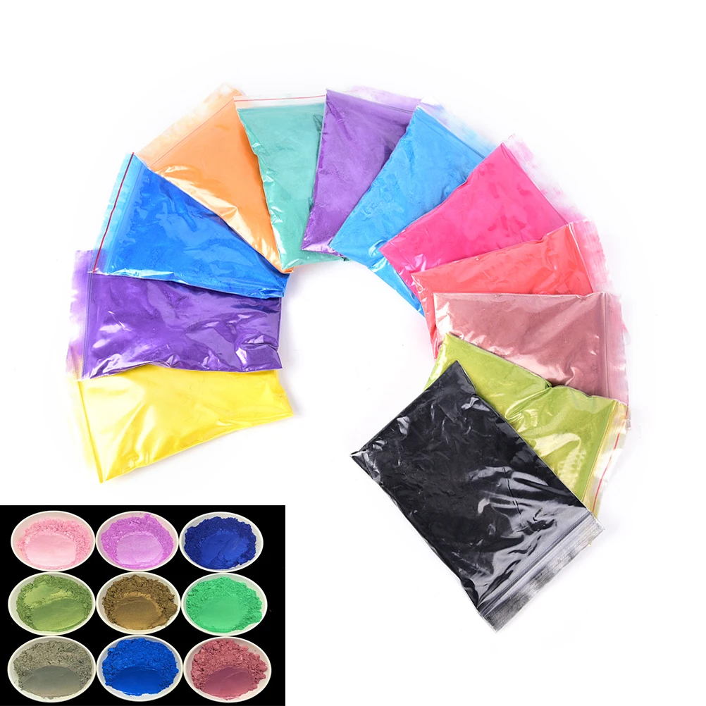 50g/Pack Healthy Natural Mineral Mica Powder DIY For Soap Dye Colorant Makeup Eyeshadow 12 Colors | Дом и сад