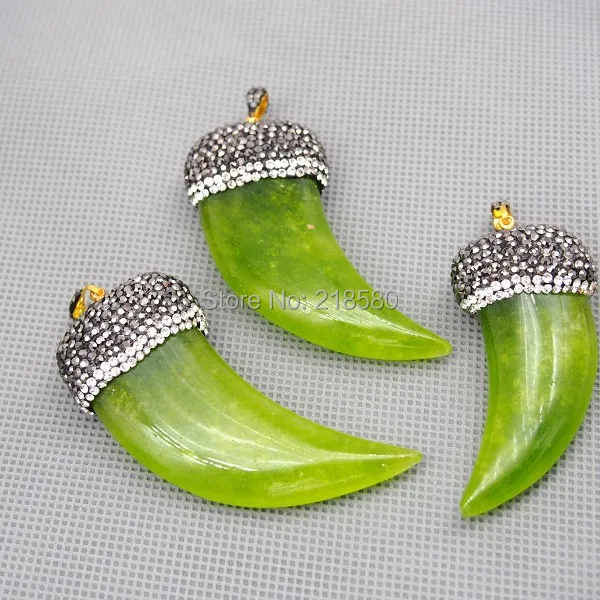 P15080508 Healing Stone Lime Green Agates Horn Pendant Hexagon Charm With Rhinestone pave Cap
P15080508 Healing Stone Lime Green Agates Horn Pendant Hexagon Charm With Rhinestone pave Cap
