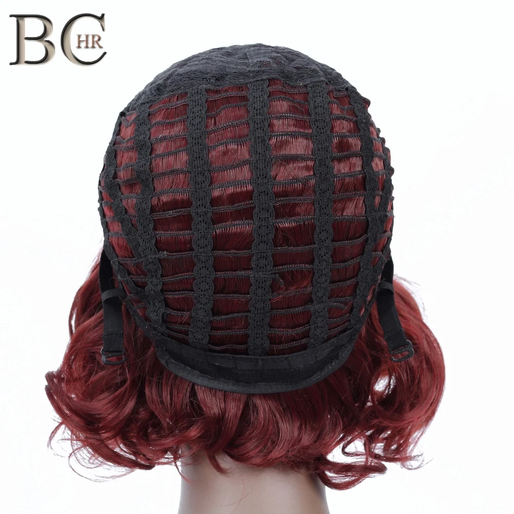 BCHR 8 дюймов короткий парик кудрявая волна винно Красный синтетический для женщин