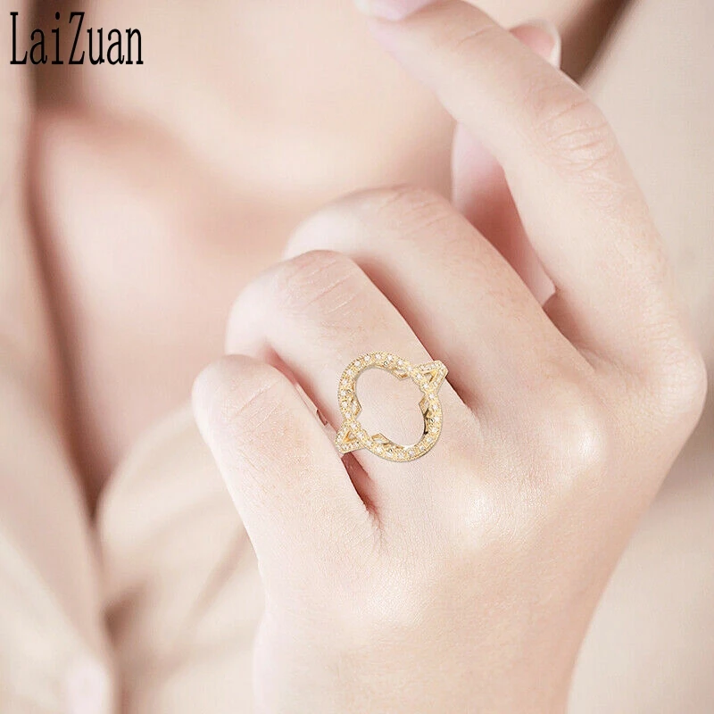 LaiZuan овальные 14x10 мм Твердые 10K розовое золото паве 0.3ct натуральный бриллиант