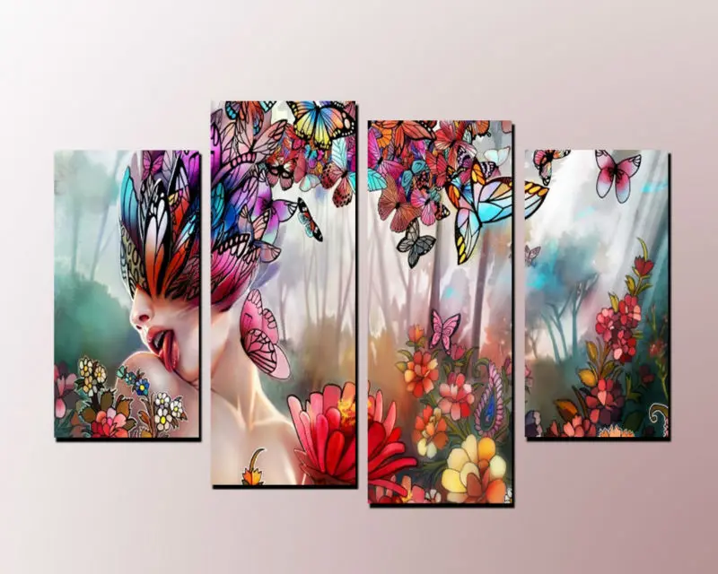 Painting Canvas Wall Art Picture Print for Home Decoration Living Room Photo 4 Panels Flirtatious Woman Canvas Art
Painting Canvas Wall Art Picture Print for Home Decoration Living Room Photo 4 Panels Flirtatious Woman Canvas Art