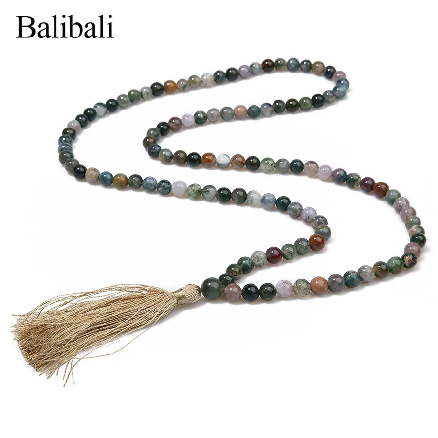 Фото Balibali Винтаж длинной кисточкой Цепочки и ожерелья Для женщин Натуральный камень