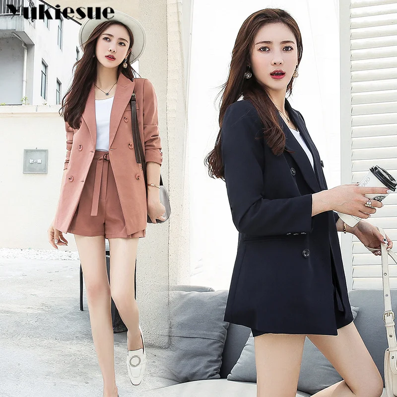 Autumn Winter Women Formal 2 Piece Set Business pink black double Breasted Notched Collar blazer Coat + OL shorts pants Suits
Autumn Winter Women Formal 2 Piece Set Business pink black double Breasted Notched Collar blazer Coat + OL shorts pants Suits