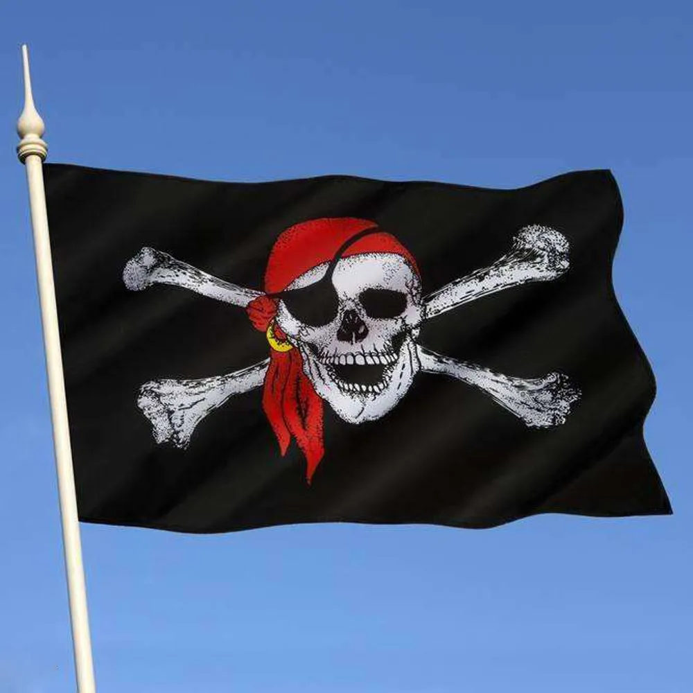 Фото Пиратский флаг 3x5 футов Calico калло Веселый Роджер Череп полиэстер баннер флаги и