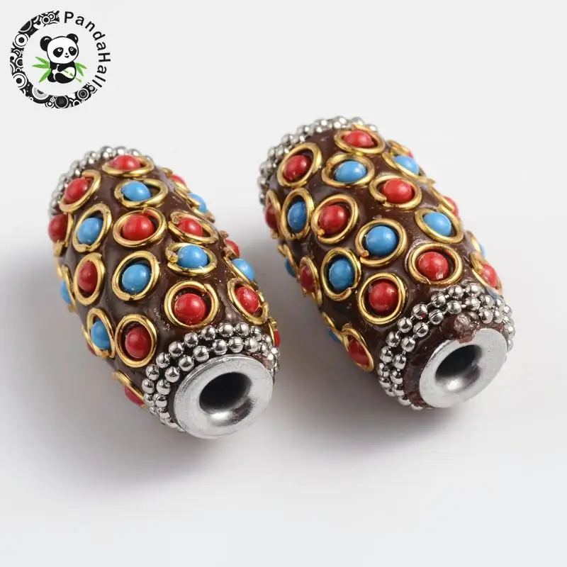 Handmade Indonesia Beads, with Brass Core, Tube, Chocolate, 32x18mm, Hole: 4.5mm
Handmade Indonesia Beads, with Brass Core, Tube, Chocolate, 32x18mm, Hole: 4.5mm