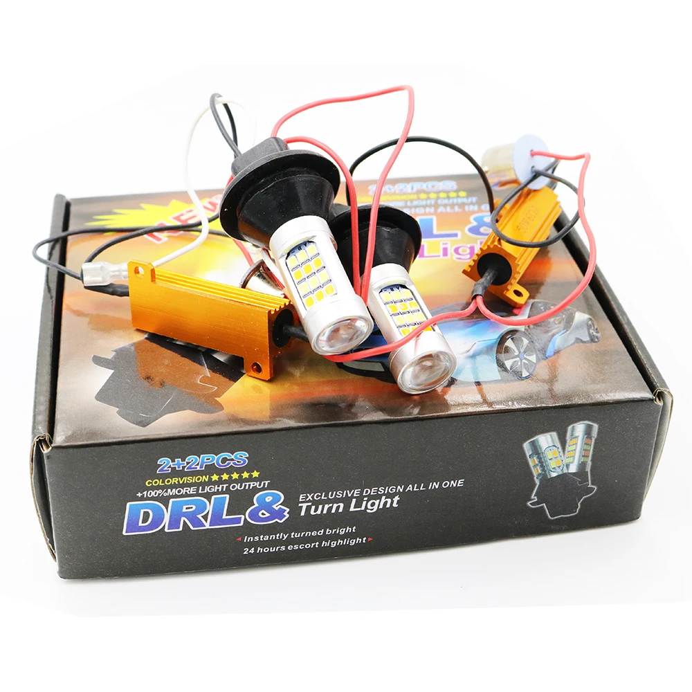 YSY 2X двойной Цвет Canbus светодиодный 1156 BA15S 2835 42SMD Белый Янтарь с резисторами